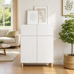 White Sideboard 66x34.5x90cm Modern Storage Cabinet Living Room Furniture