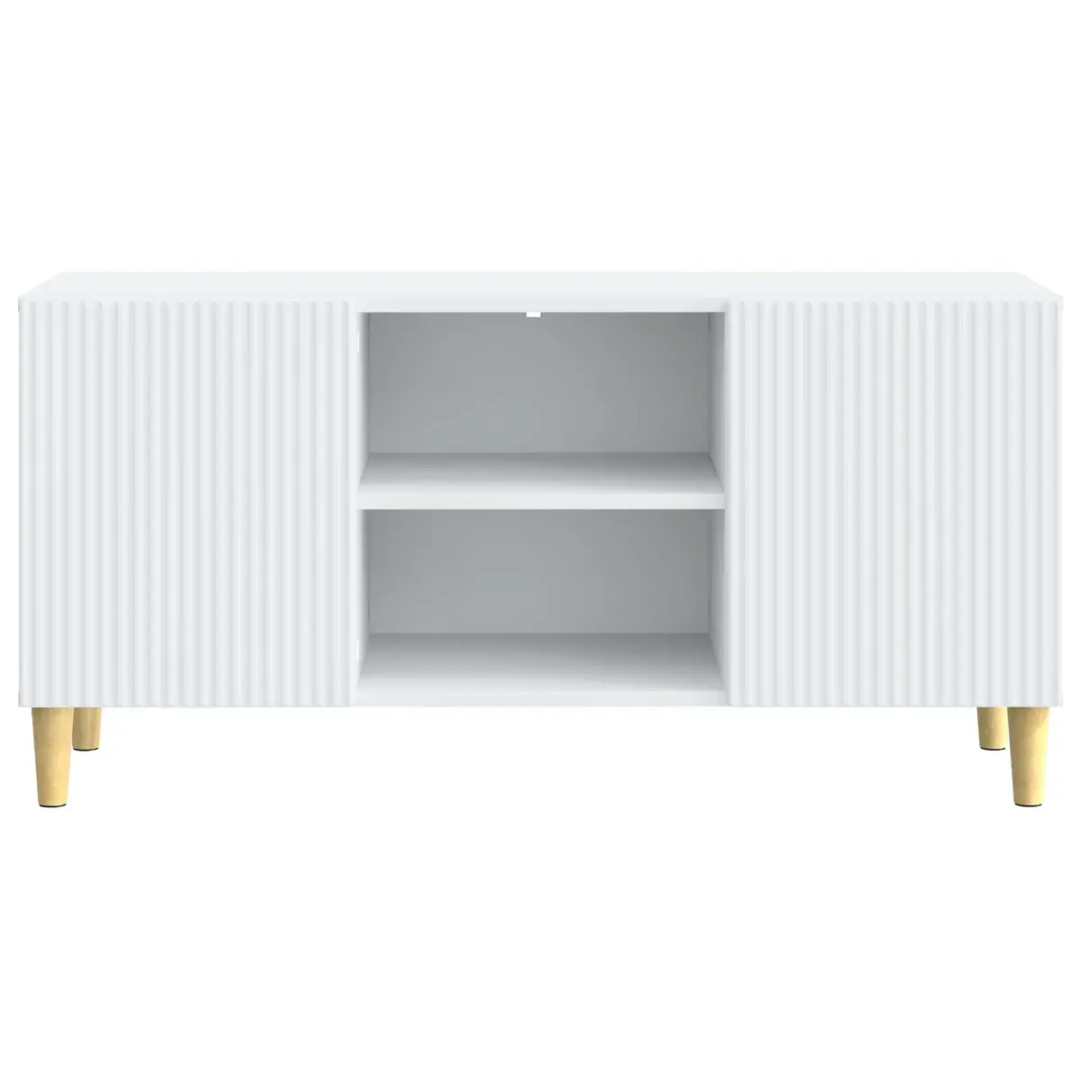 TV Cabinet Modern Media Storage Unit White with Swing Doors 102x34.5x50cm