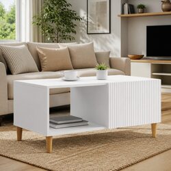 Coffee Table White 90 x 50 x 40 cm Engineered Wood Vintage Storage Living Room