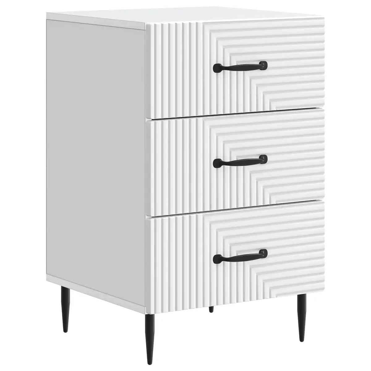 Bedside Table White Nightstand with Drawer Storage Compact Engineered Wood