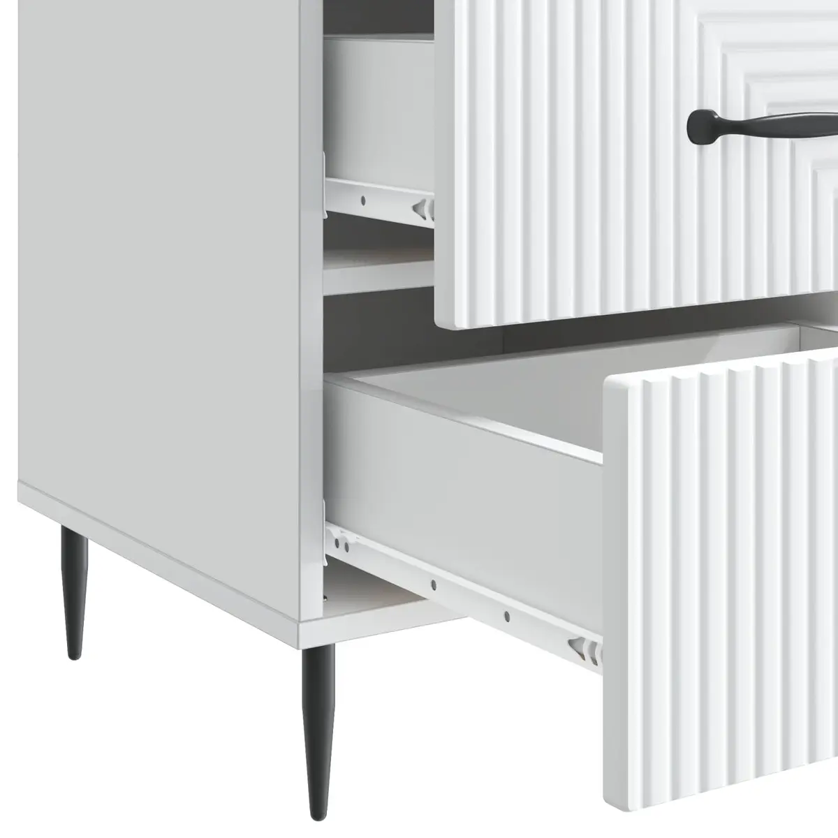 Bedside Table White Nightstand with Drawer Storage Compact Engineered Wood