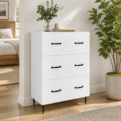 Drawer Cabinet White 66 x 34.5 x 89.5 cm Storage Furniture Engineered Wood