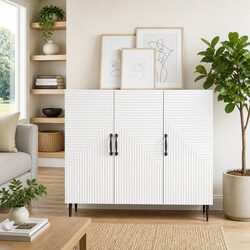 Sideboard White 89 x 34.5 x 80 cm Modern Vintage Engineered Wood Cabinet Storage