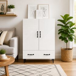 Modern White Sideboard Storage Cabinet Living Room Dining Buffet Engineered Wood