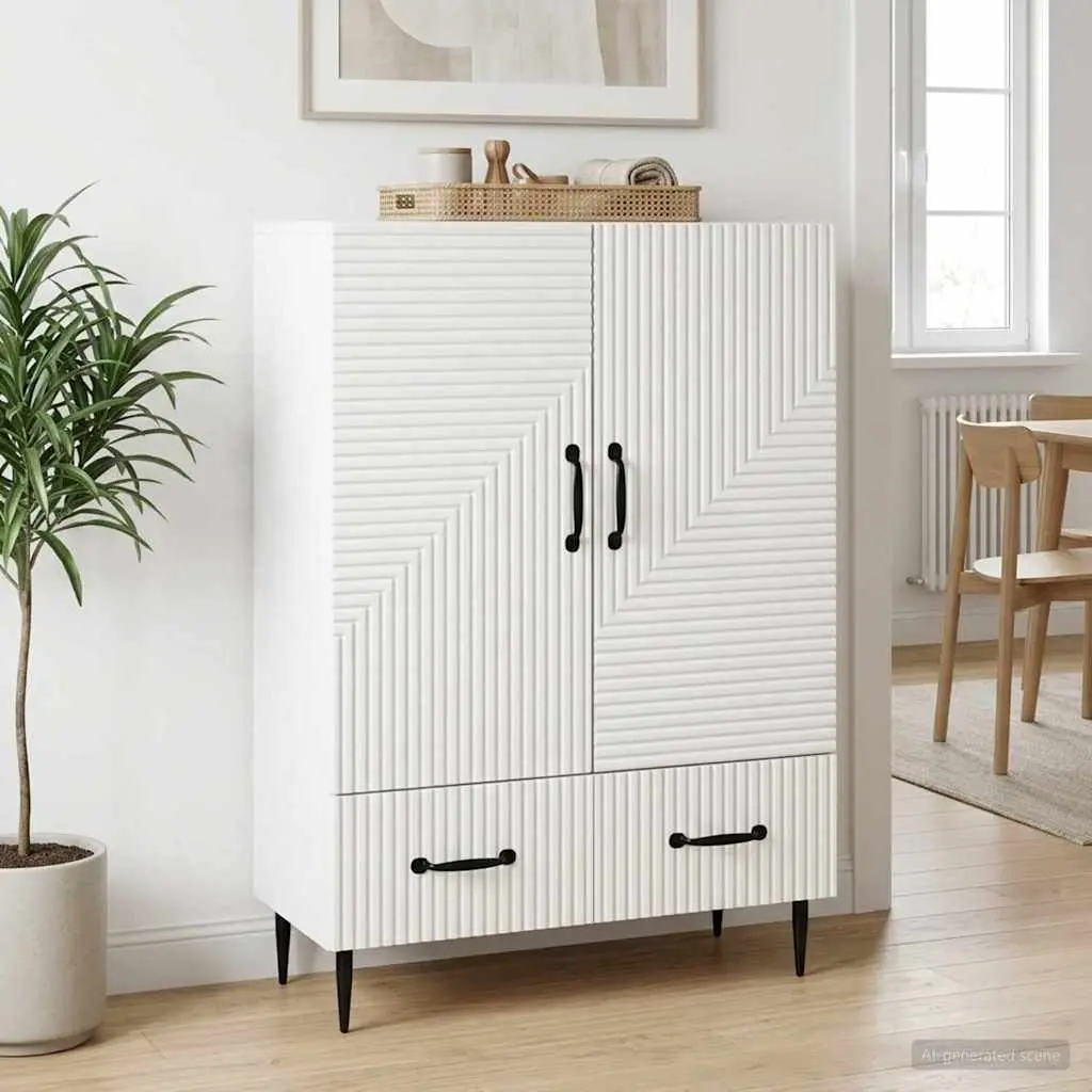 Sideboard Storage Cabinet Modern White Engineered Wood Living Room Dining Buffet