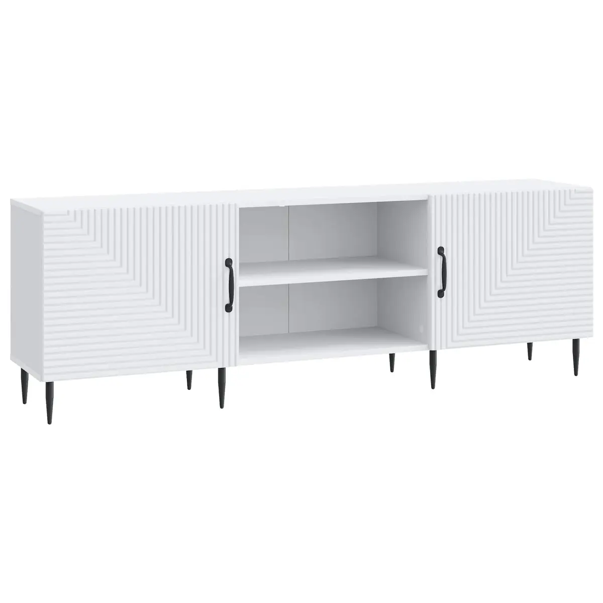 TV Cabinet Engineered Wood White 150 x 31 x 50 cm Lowboard Storage Unit