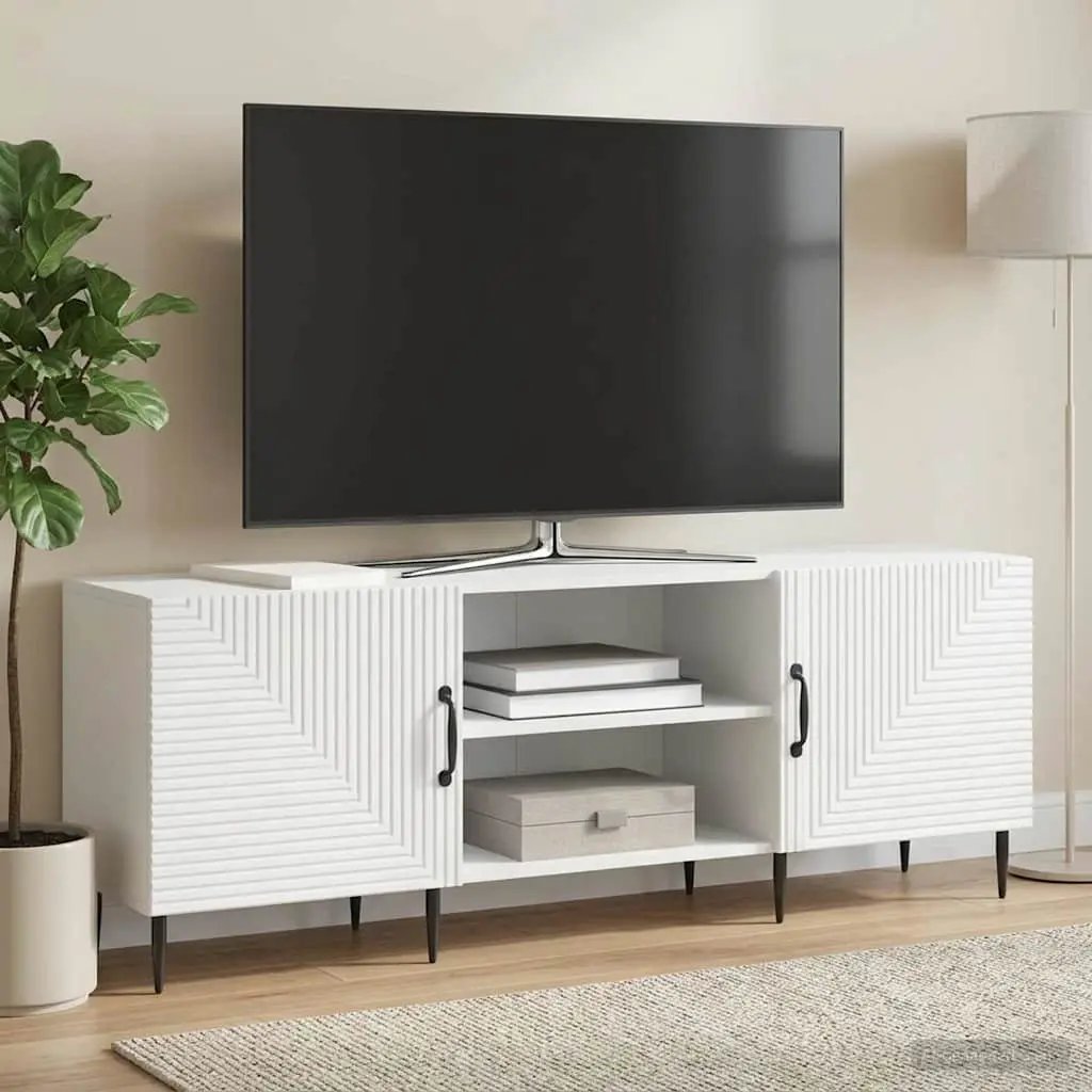 TV Cabinet Engineered Wood White 150 x 31 x 50 cm Lowboard Storage Unit