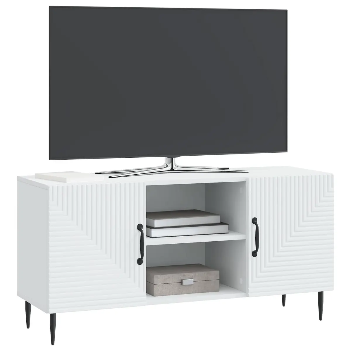 TV Cabinet Vintage Style Engineered Wood White 102x34.5x50cm