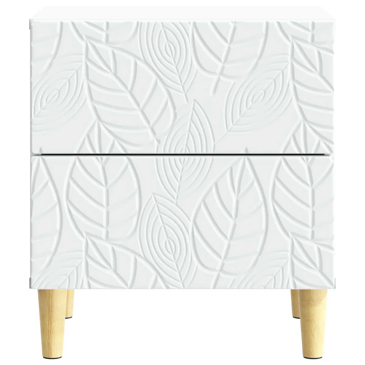 Bedside Table Compact White Engineered Wood Nightstand with Storage Drawer