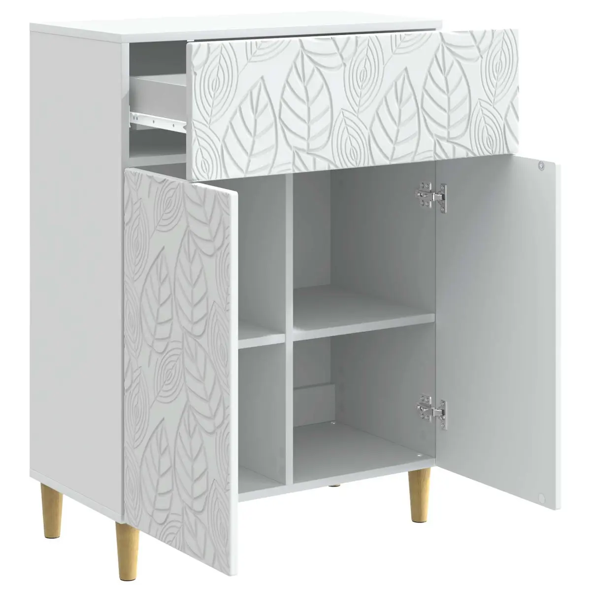 Sideboard Storage Cabinet Vintage Style 66cm Wide Engineered Wood White Swing Doors Shelves