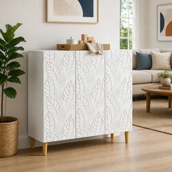 Sideboard White 89 x 34.5 x 80 cm Storage Cabinet Living Room Buffet Furniture