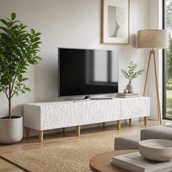 TV Cabinet 147 x 34.5 x 30 cm White Engineered Wood Storage Unit Lounge