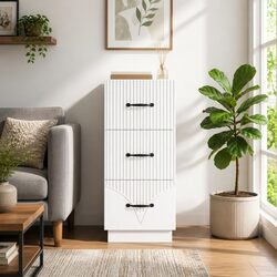 Drawer Cabinet White Storage Furniture Engineered Wood 33x34.5x87cm Bedroom