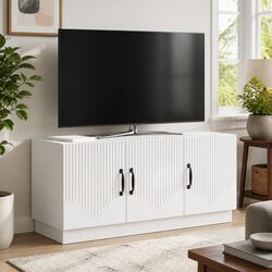 TV Cabinet White Entertainment Unit Media Stand Storage Shelves Drawers