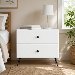 Bedside Cabinet White 62 x 34.5 x 47.5 cm Bedroom Storage Table Drawer Shelf