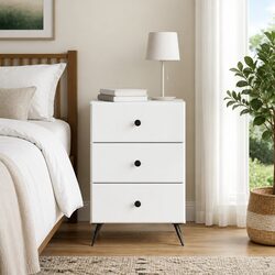 Bedside Cabinet White Modern Bedroom Nightstand Storage Drawer Engineered Wood