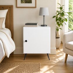 Bedside Cabinet White Modern Nightstand Storage Bedroom Side Table 43x34.5x50cm