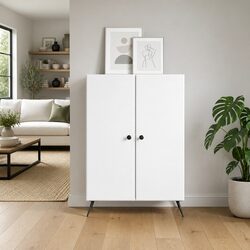 Sideboard White 66 x 34.5 x 90 cm Engineered Wood Storage Cabinet Buffet