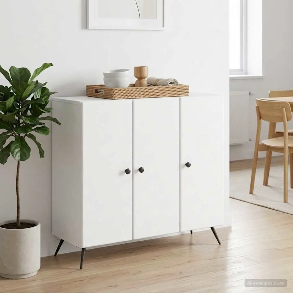 Sideboard Buffet Storage Cabinet Engineered Wood White 89x34.5x80 cm