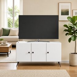 TV Cabinet White 99 x 34.5 x 50 cm Living Room Storage Entertainment Stand Unit