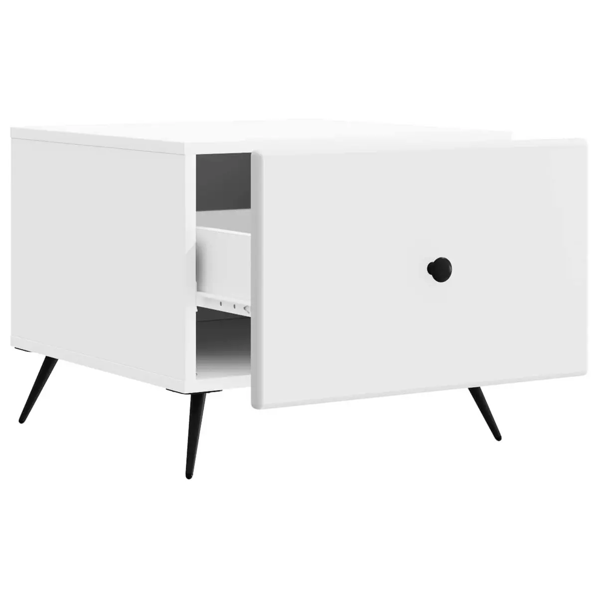 Coffee Table with Drawer White Rectangular Living Room Storage Furniture