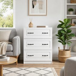 Drawer Cabinet White Modern Storage Furniture 66 x 34.5 x 87 cm Engineered Wood