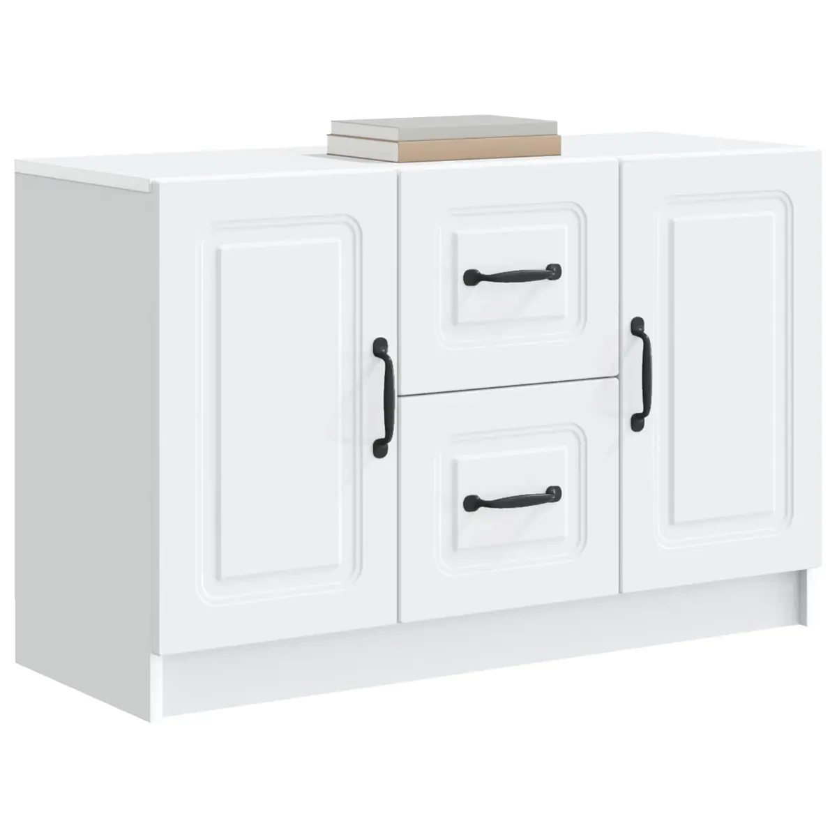 Sideboard Modern White Storage Cabinet Engineered Wood Multiple Shelves and Drawers