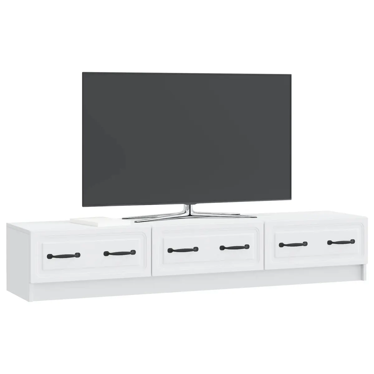 TV Cabinet Modern White Engineered Wood with Drawer for Living Room Entertainment Unit