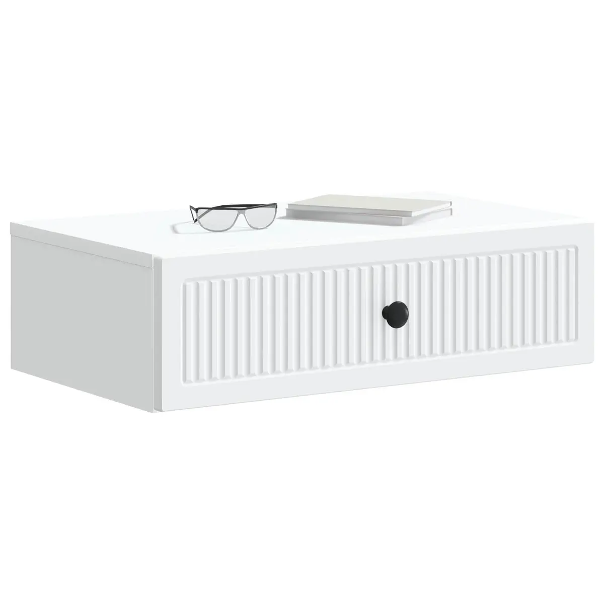 Wall-Mounted Side Table White Engineered Wood Storage Cabinet Living Room