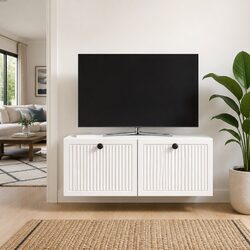 Wall-Mounted TV Cabinet White Modern Storage Unit Living Room Entertainment