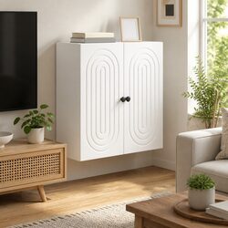 Wall-Mounted Storage Cabinet White 59 x 31 x 60 cm Living Room Organizer