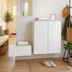 Wall-Mounted Storage Cabinet 59x31x60cm White Engineered Wood Organiser Shelf