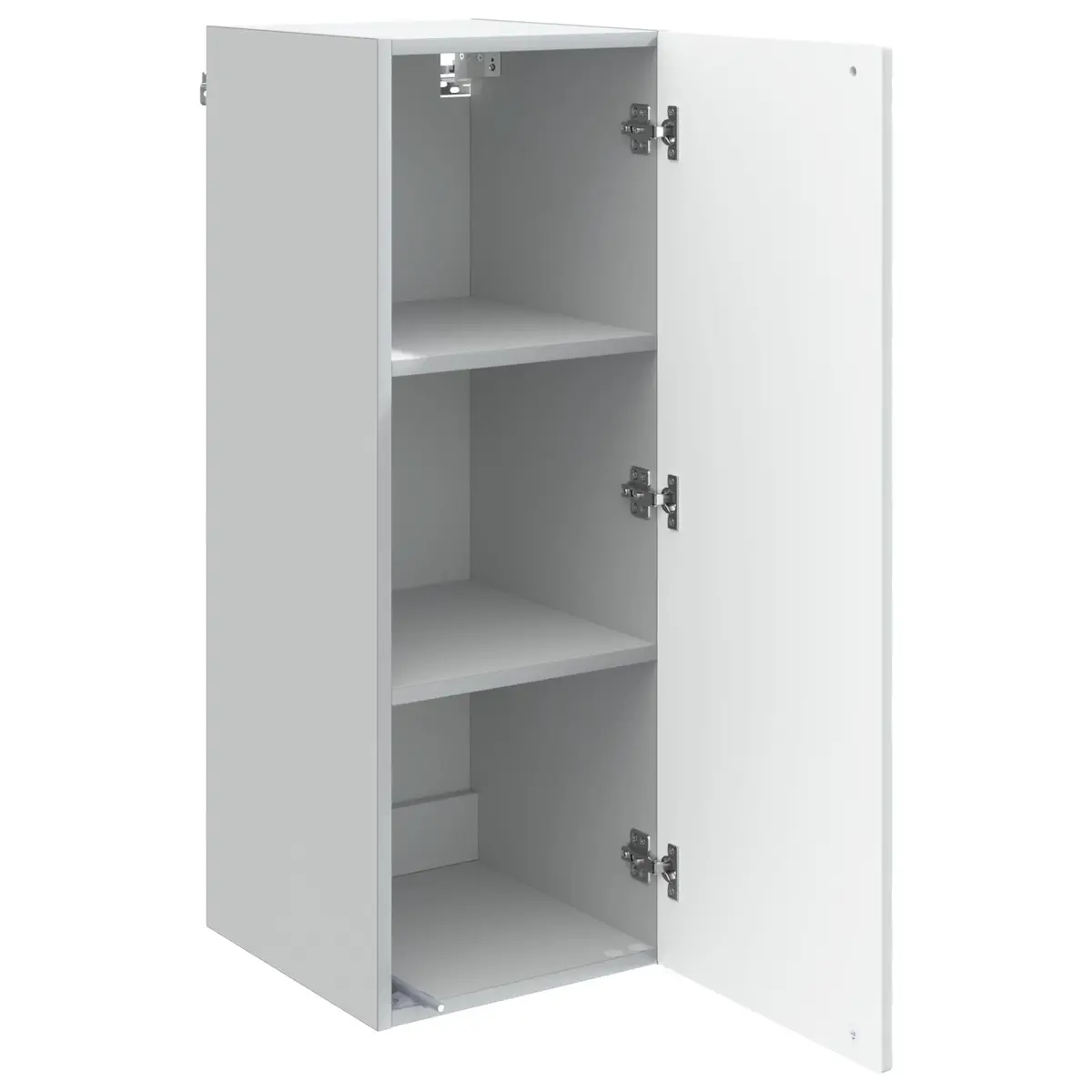 Wall-Mounted Storage Cabinet with Shelves Drawer and LED Lights Modern White