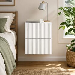 Wall-Mounted Bedside Cabinet White Engineered Wood Storage Shelf 33x34.5x40cm
