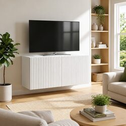 Wall-Mounted TV Cabinet White 59.5 x 31 x 30 cm Modern Storage Unit