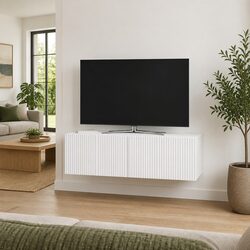 White Wall-Mounted TV Cabinet Modern Living Room Storage Unit 98x31x30cm