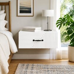 Bedside Cabinet Wall-Mounted White Bedroom Storage Furniture Drawers