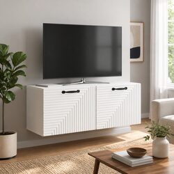 Wall-Mounted TV Cabinet White Modern Living Room Storage Unit 78.5 x 31 x 30cm