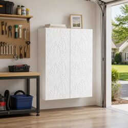 Wall-Mounted Storage Cabinet White Modern Home Office Garage Organization