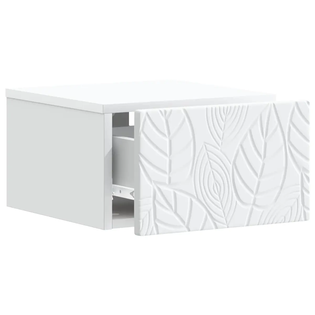 Wall-Mounted Bedside Cabinet White Compact Storage Drawer Furniture