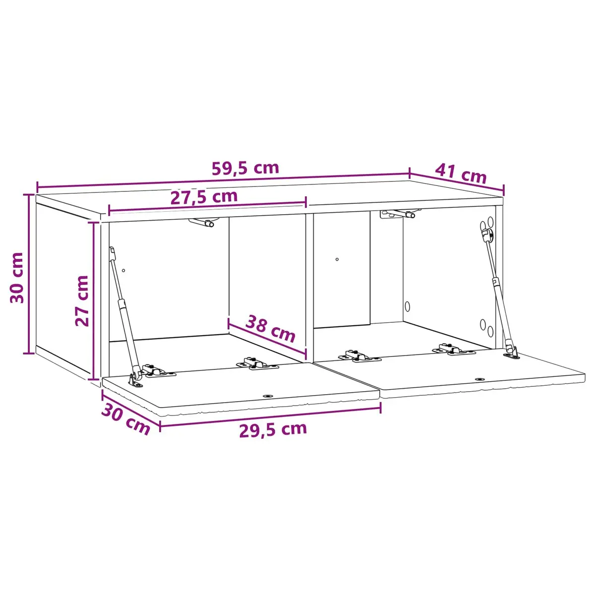 Wall-Mounted TV Cabinet Engineered Wood White Living Room Storage Unit 59.5cm