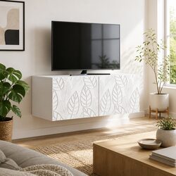 Wall-Mounted TV Cabinet 59.5 x 31 cm White Engineered Wood Storage Unit