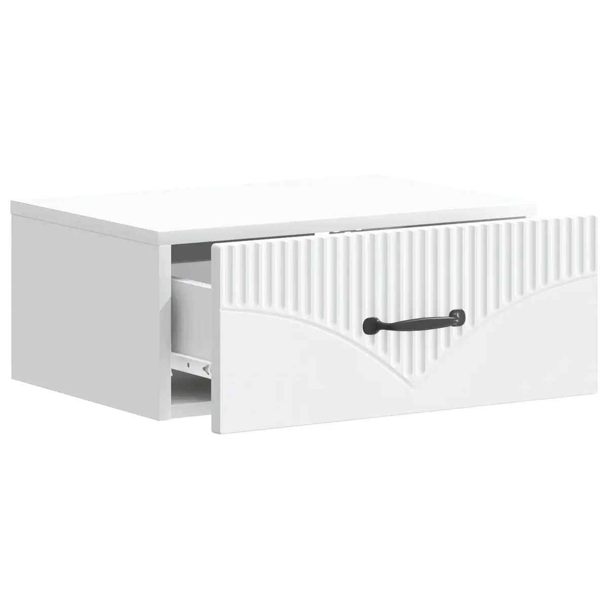 Wall-Mounted Bedside Table Compact White Storage Shelf with Drawer for Bedroom