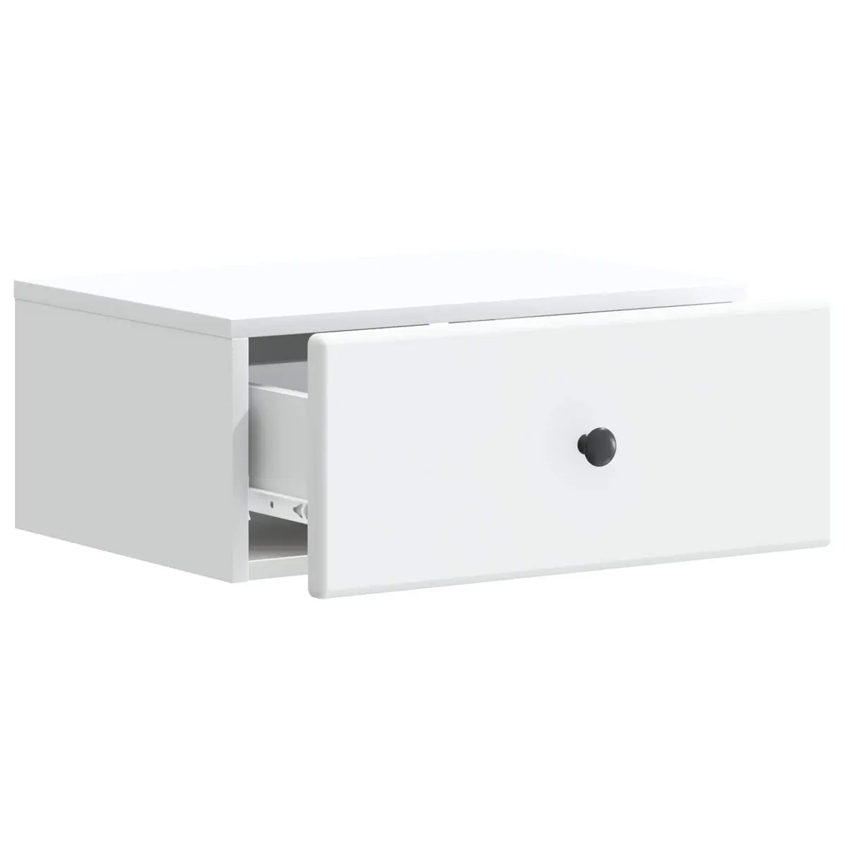Wall-Mounted Bedside Cabinet Modern White Compact Storage Drawer Shelf