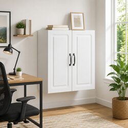 Wall-Mounted Storage Cabinet 59x31x60cm Engineered Wood Shelves Organizer White