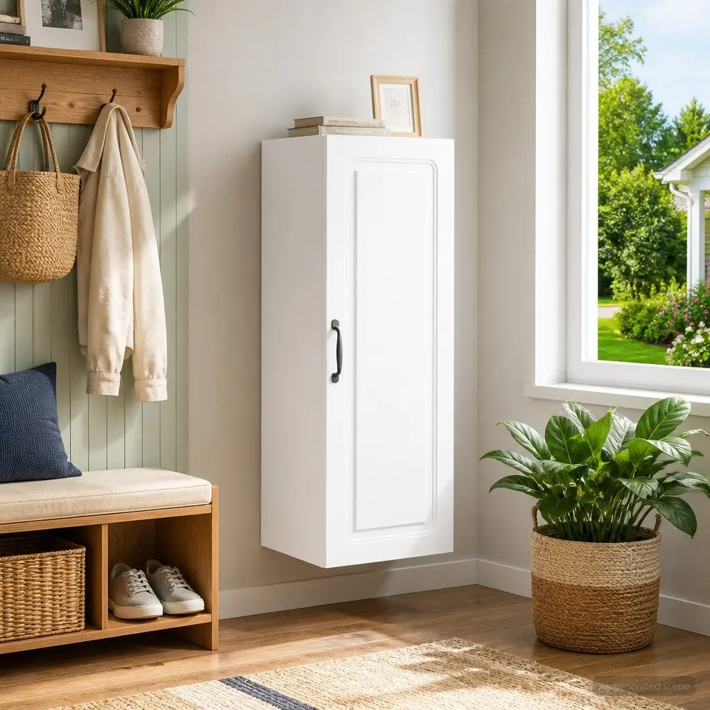 Wall-Mounted Storage Cabinet Engineered Wood 33 x 34.5 x 90 cm White