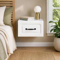 Bedside Cabinet Wall-Mounted White Storage Drawer Shelf Bedroom Nightstand Table