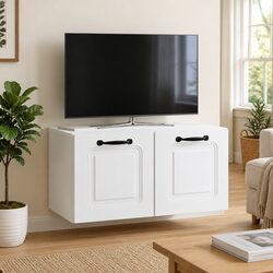 Wall-Mounted TV Cabinet White 59.5 x 31 x 30 cm Entertainment Unit Storage