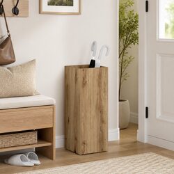 Umbrella Stand Wooden Storage Organizer Modern Design Hallway Entryway Brown
