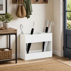 Umbrella Stand White Modern Engineered Wood Storage Rack Hallway Mudroom